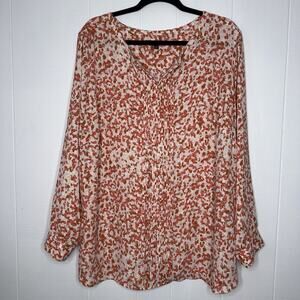 Talbots Women’s Peach Orange Abstract Top Long Sleeve Size 2X